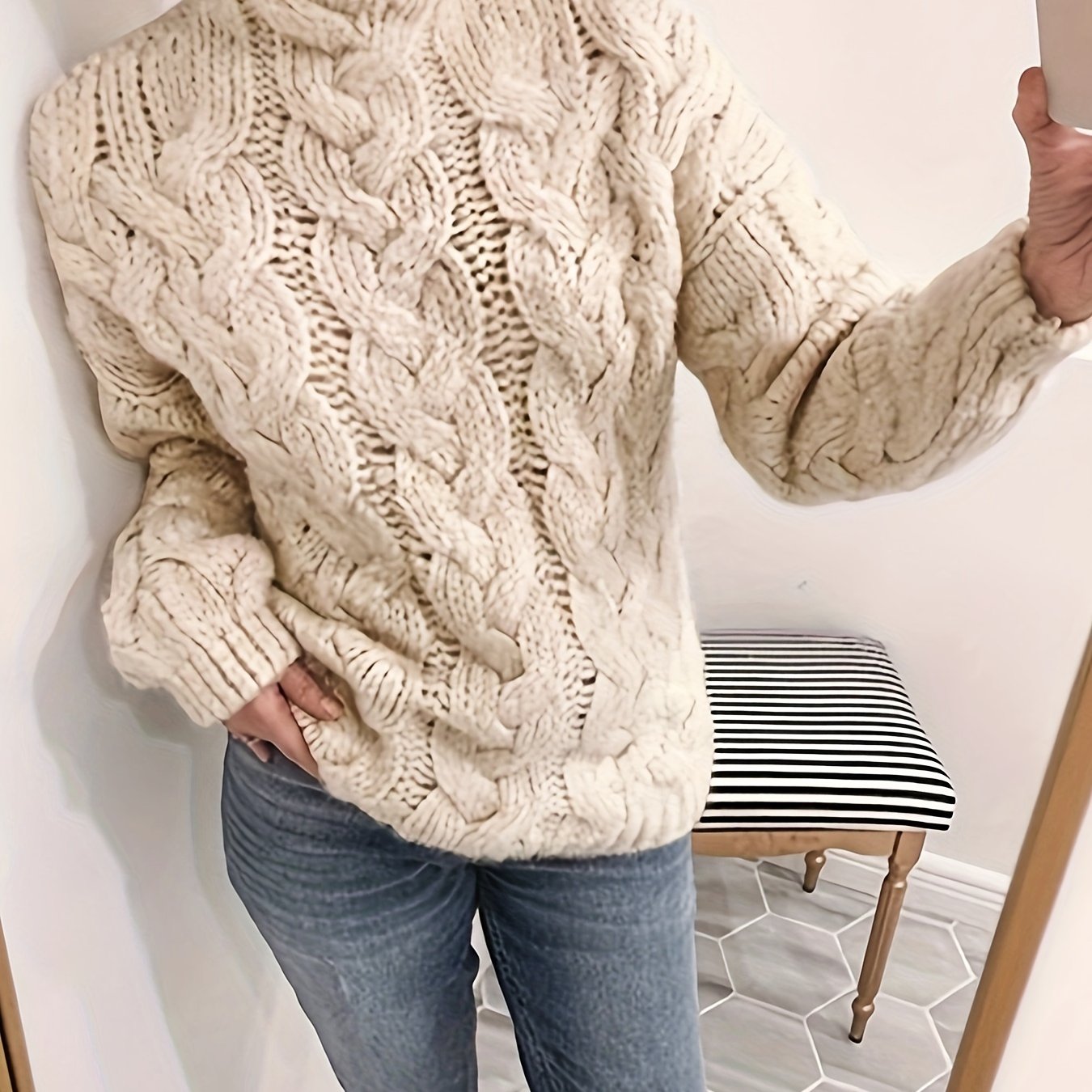 [Cozy Sweater] Cozy Chic Women's High Neck Sweater | Soft Solid Color Pullover for Fall Winter, Hand Wash/Dry Clean, Cute Sweater, Winter Clothing, Simple Elegant Style, Comfortable Fit