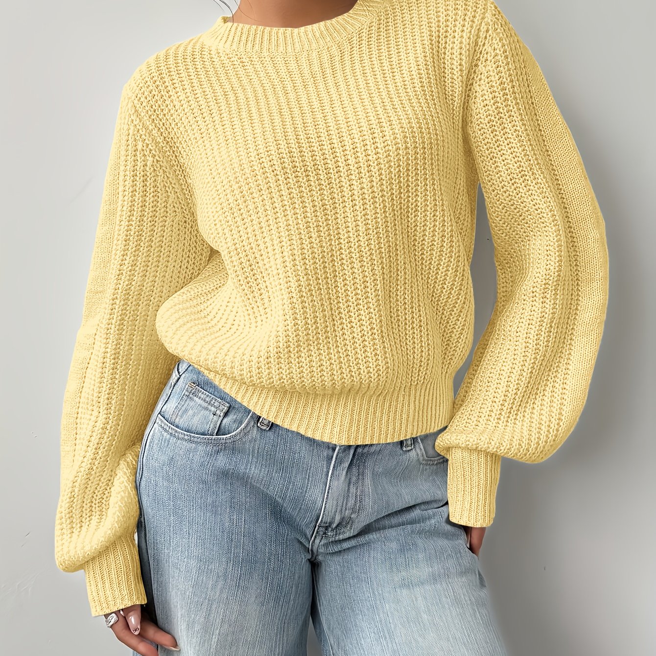 Women'S Elegant Soft Pink Sweater - Long Sleeve Round Neck Pullover, All-Season Everyday & Formal Outfits, Easy-Care Chic Sweater for Women, Cute Sweater, Versatile Wardrobe Staple, Simple Elegant Design, Quality Knitwear, St