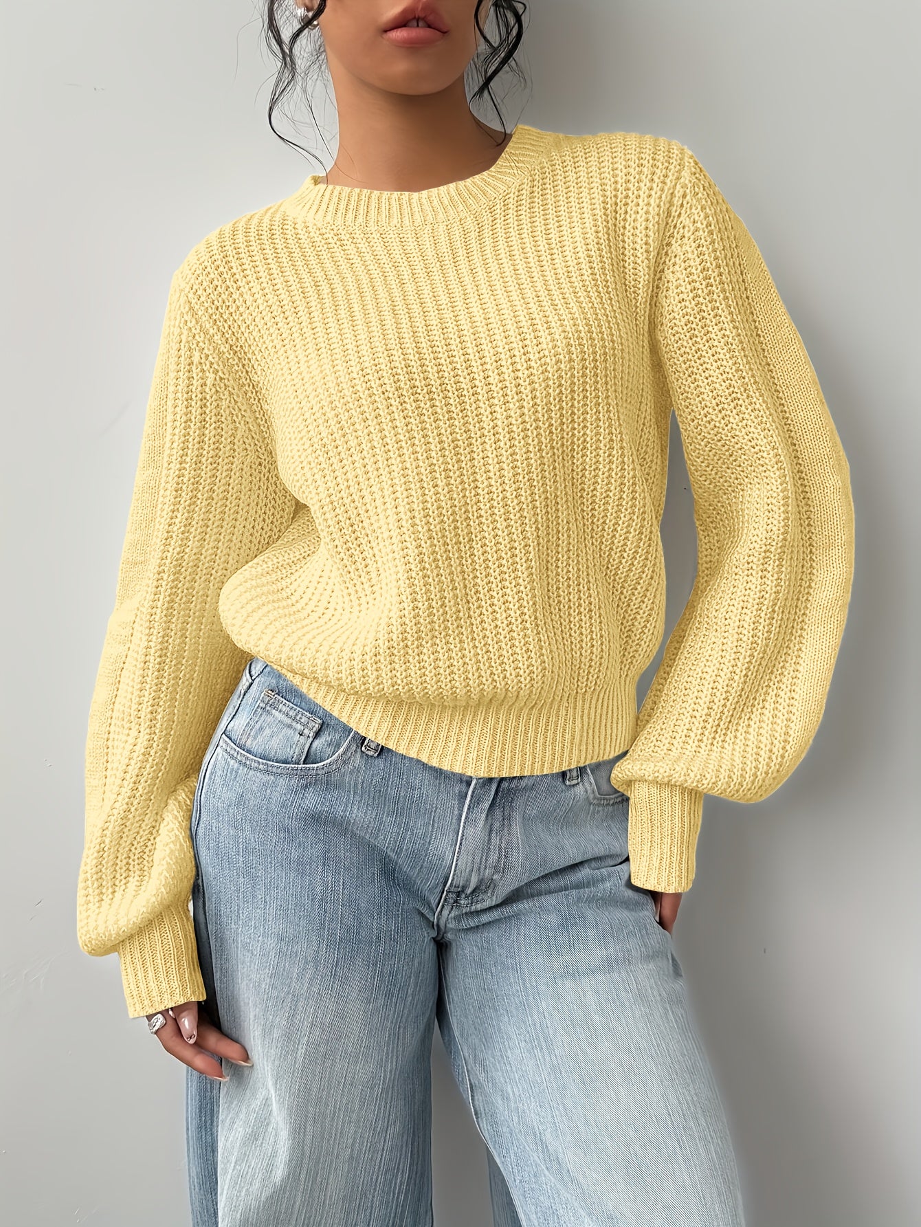 Women'S Elegant Soft Pink Sweater - Long Sleeve Round Neck Pullover, All-Season Everyday & Formal Outfits, Easy-Care Chic Sweater for Women, Cute Sweater, Versatile Wardrobe Staple, Simple Elegant Design, Quality Knitwear, St