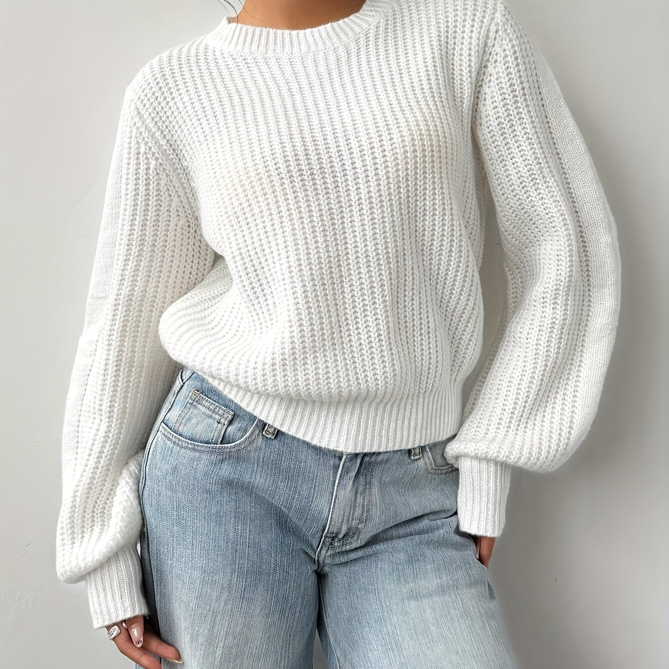 Women'S Elegant Soft Pink Sweater - Long Sleeve Round Neck Pullover, All-Season Everyday & Formal Outfits, Easy-Care Chic Sweater for Women, Cute Sweater, Versatile Wardrobe Staple, Simple Elegant Design, Quality Knitwear, St
