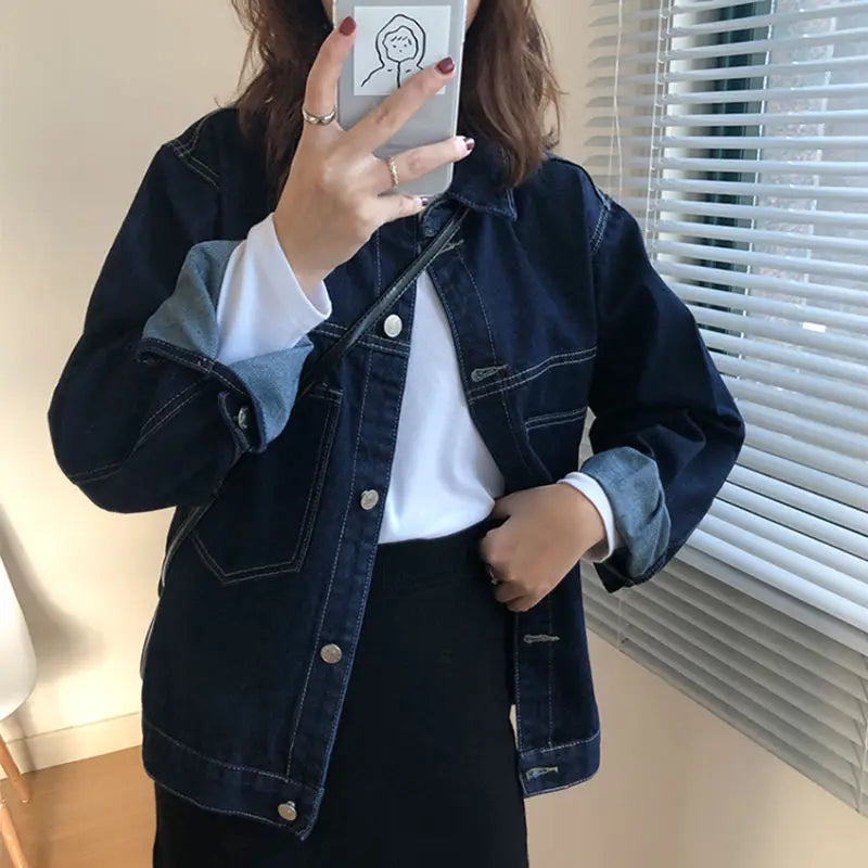 Women's Denim Jacket Fat MM2025 Spring Autumn New Cowboy Coat Female Retro Overcoat BF Loose Top Short Jeans Overwear