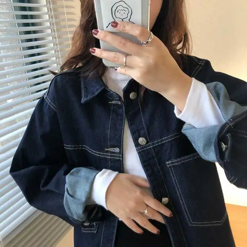 Women's Denim Jacket Fat MM2025 Spring Autumn New Cowboy Coat Female Retro Overcoat BF Loose Top Short Jeans Overwear
