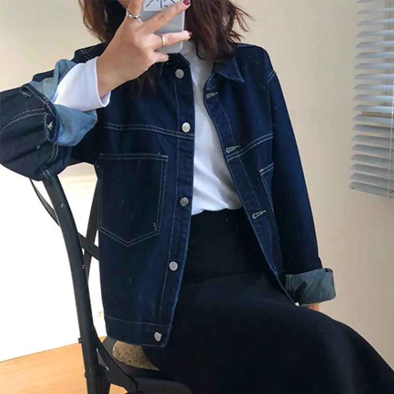 Women's Denim Jacket Fat MM2025 Spring Autumn New Cowboy Coat Female Retro Overcoat BF Loose Top Short Jeans Overwear