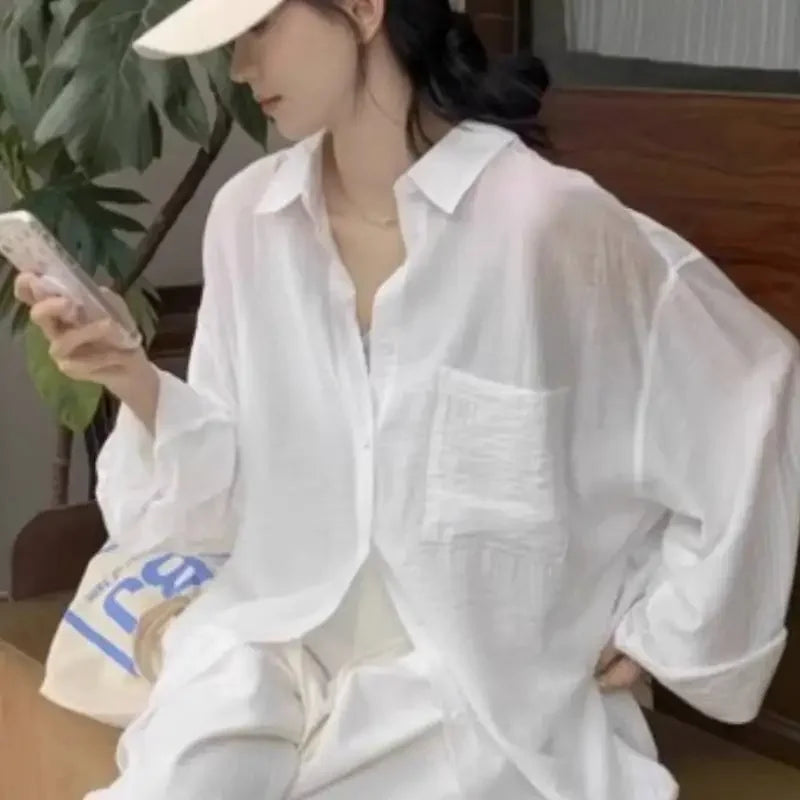 Women's New Lazy Vibe Shirt | Lapel, Single Pocket, Oversize, Lightweight Breathable, Casual Daily Wear