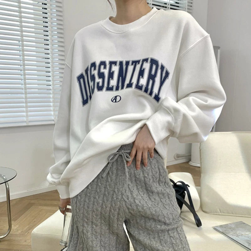 Women hoodie Sweatshirts Korean Fashion casual Letter Shirt Long Sleeve Y2k Top Women's Loose printed Pullover Y2k Clothes coats