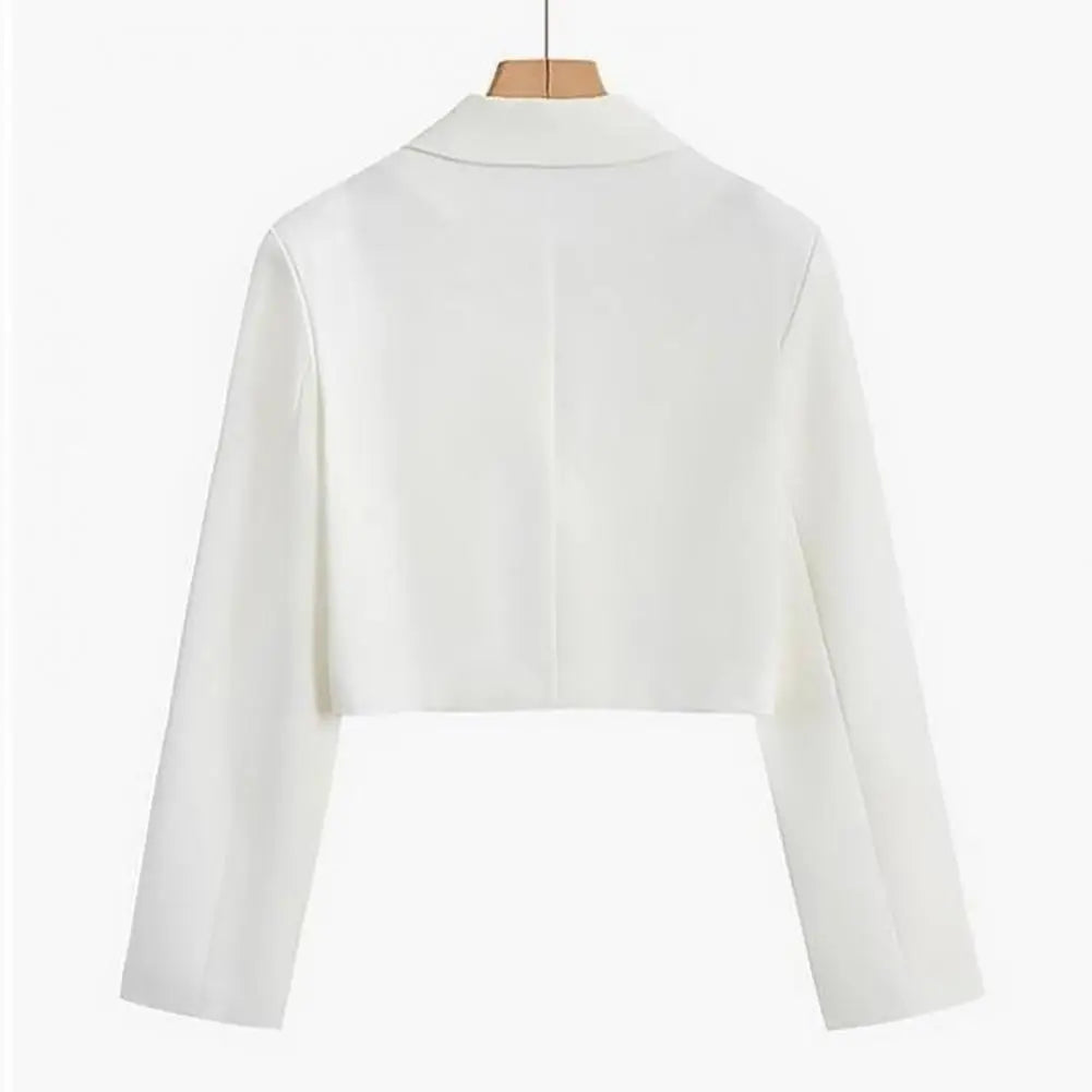 Women Lightweight Coat Elegant Double-breasted Women's Suit Coat with Chain Decor Notch Collar Formal Business Style for Ladies