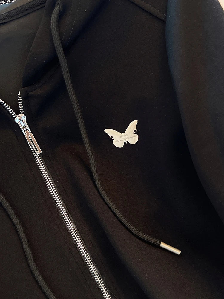 Korean Fashion Hoodies Sweatshirts Women Zipper Long Sleeve Loose Casual Oversized Jumper Black White Jacket Coat Winter Autumn