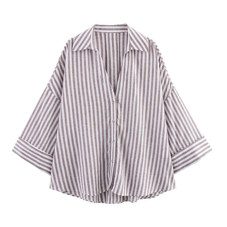 HipSeam Wide Sleeved Shirt Women Spring Asymmetric Hem Button Women's Shirts Simple Lady Johnny Collar Linen Shirts & Blouses