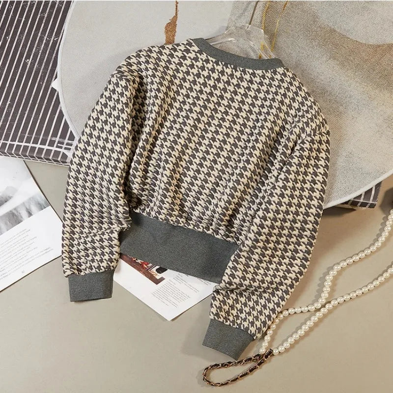 Women's 2025 Autumn and Winter New Style Pullover Round Neck Print Fashionable Casual Wide-leg Two-piece Suit