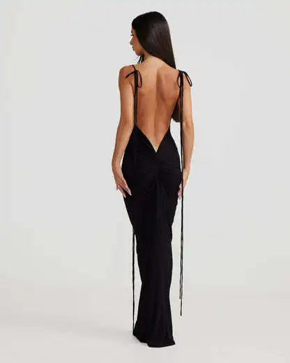 Women Sexy Solid Bodycon Maxi Dress Summer New Sleeveless Backless Slim Long Dresses Ladies Elegant Birthday Party Club Vestidos