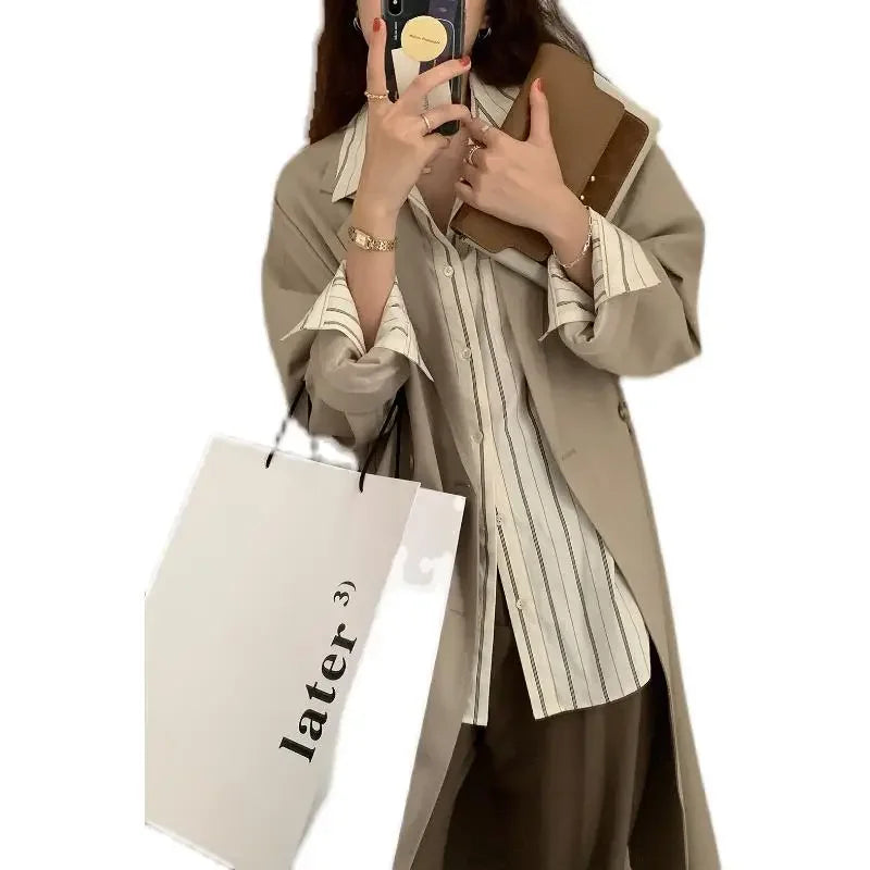 Women Shirt Blouse Vertical Stripe Shirt Women's Long Sleeve Spring and Autumn Loose Shirt Women's Top Blusas Mujer