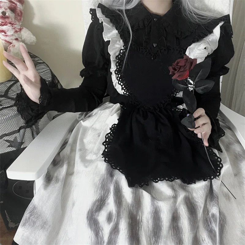 Japanese Cute Lolita Blouses Women Kawaii JK Shirt Tops Girls Sweet Detachable sleeves Chic Blouse