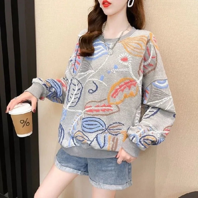 Baggy Women's Sweatshirts Essential Sport Basic Promotion High Quality Long Sleeve 2000s Loose With Orint On Female Pullover Top