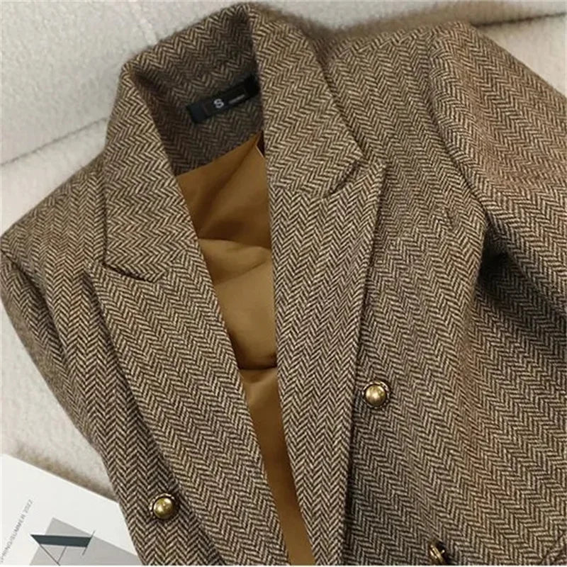 Word Pattern Blazer Coat Women 2025New Spring Autumn Winter High-Quality Suit Jacket Fashion Outwear Temperament Overwear Ladies