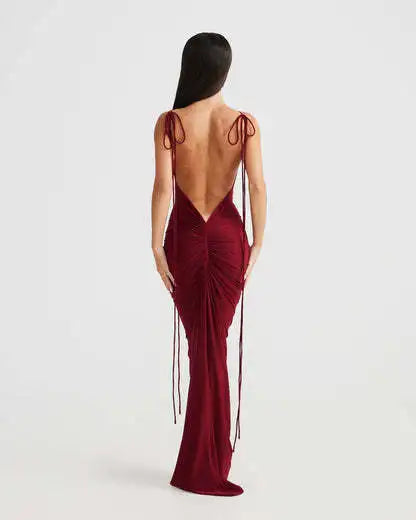 Women Sexy Solid Bodycon Maxi Dress Summer New Sleeveless Backless Slim Long Dresses Ladies Elegant Birthday Party Club Vestidos