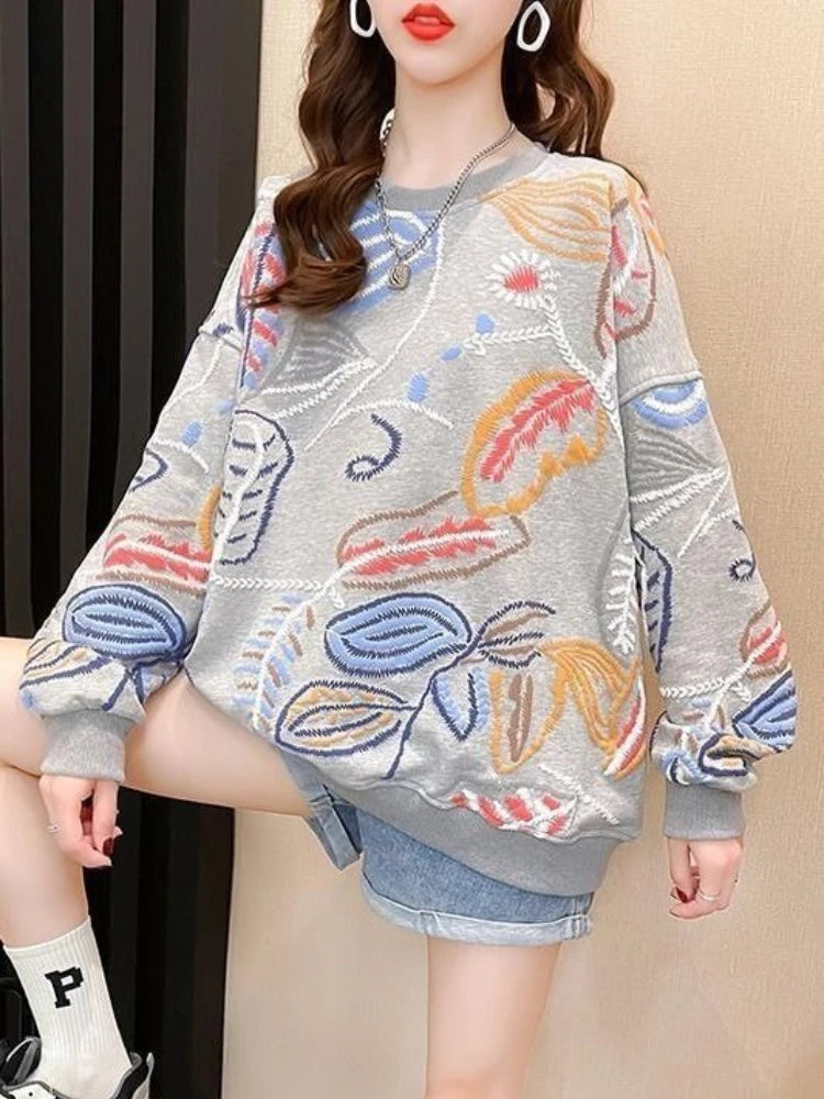 Baggy Women's Sweatshirts Essential Sport Basic Promotion High Quality Long Sleeve 2000s Loose With Orint On Female Pullover Top