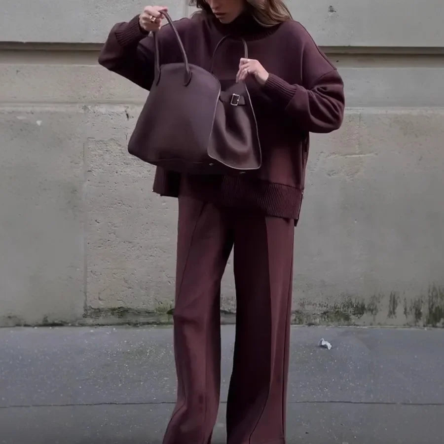 Women's Fashion Spring Autumn New Long Sleeve Hoodie Set INS Ladies Casual Loose Pocket Pants Solid Color Two Piece Set