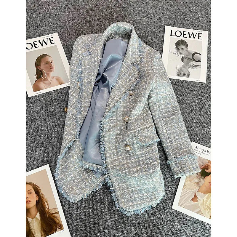 Women's Jacket 2023 New Spring Autumn Double Breasted Leisure Women's Suit Coat Design Sense Fashion Ladies Blazer Outerwear