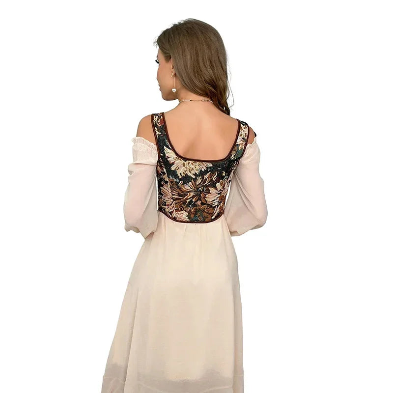 Women's Corset Tank Crop Top Sexy Bandage Lace up Plastic Bones Bustier French Style Body Shaper