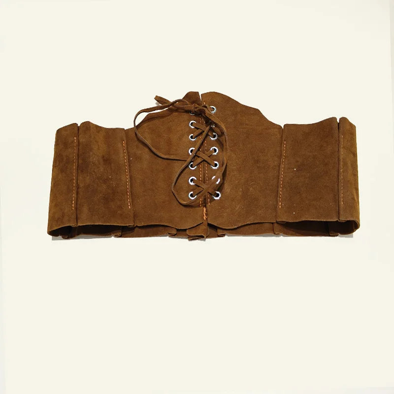 Boho Suede Pu Leather Corset Belt For Women Wrap Around Obi Style Cinch Waistband Black Cummerbund Brown Western Cowboy Belt