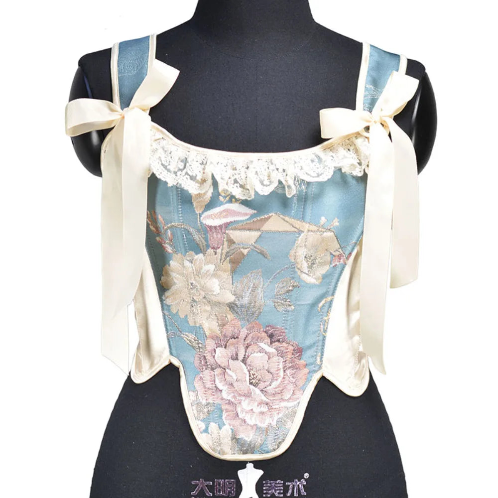 Spaghetti Strap Party Crop Top Rave Cute Lace up Back Outfits Corset Y2K Fashion Bustiers for Women Waist Trainer