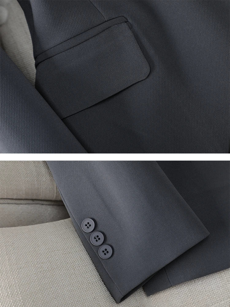 Blue Gray Black Solid  Women Pant Suit Office Ladies Female Business Work Wear 2 Piece Set Formal Blazer Jacket And Trouser