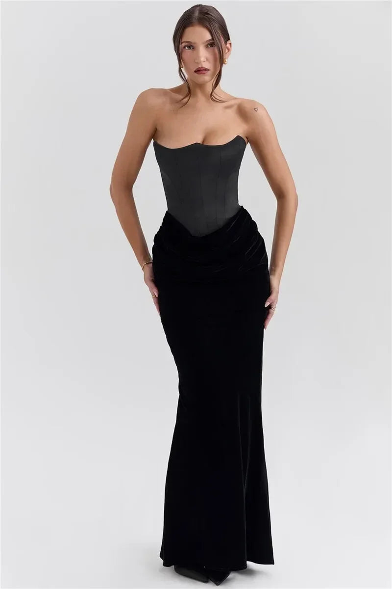 Off-shoulder Strapless Sexy Maxi Dress For Women Elegant Sleeveless Backless Bodycon Club Party Evening Long Dress