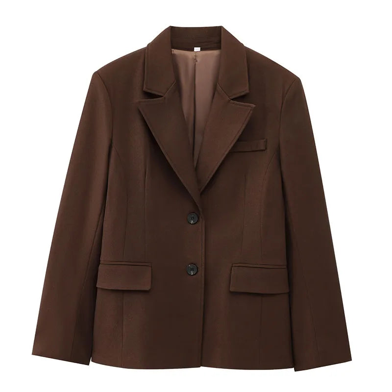 2025 New Women Fashion Blazer Elegant Turn-Down Collar Long Sleeves Suit Jacket Single Breasted Office Ladies Blazers Coats