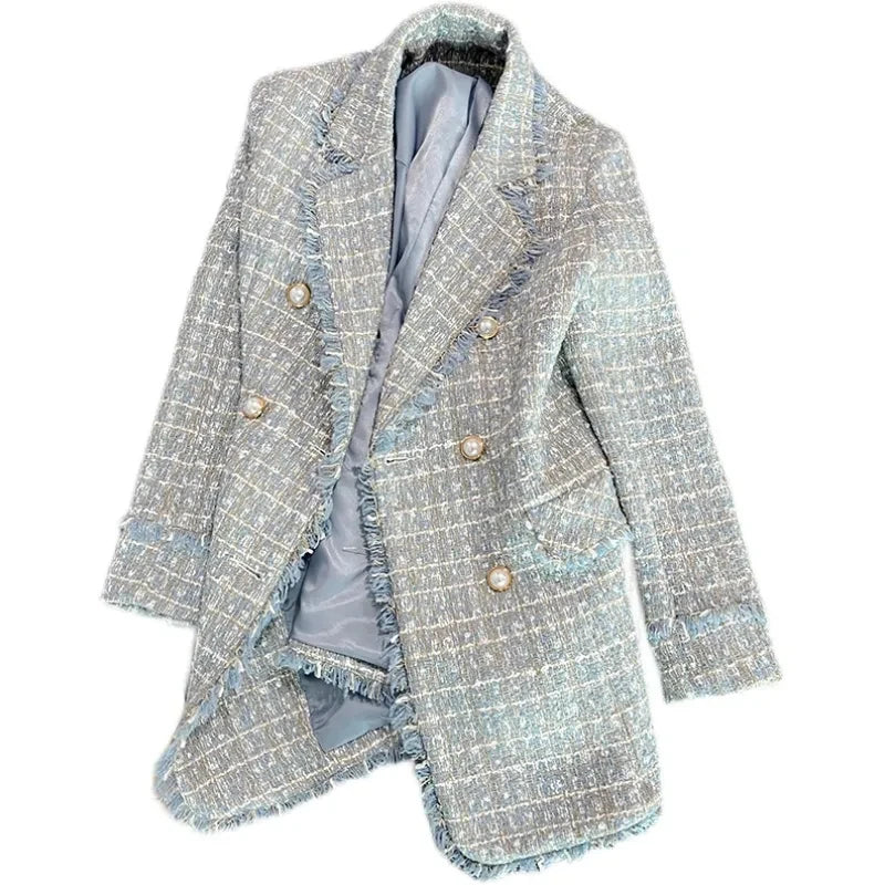 Women's Jacket 2023 New Spring Autumn Double Breasted Leisure Women's Suit Coat Design Sense Fashion Ladies Blazer Outerwear