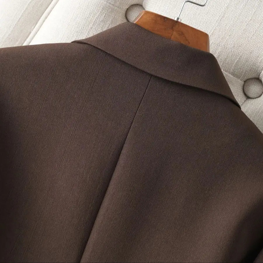 Brown Blazer for Women, Spring and Autumn, Workplace Style, Versatile, Casual, Long-Sleeved Small Suit Jacket