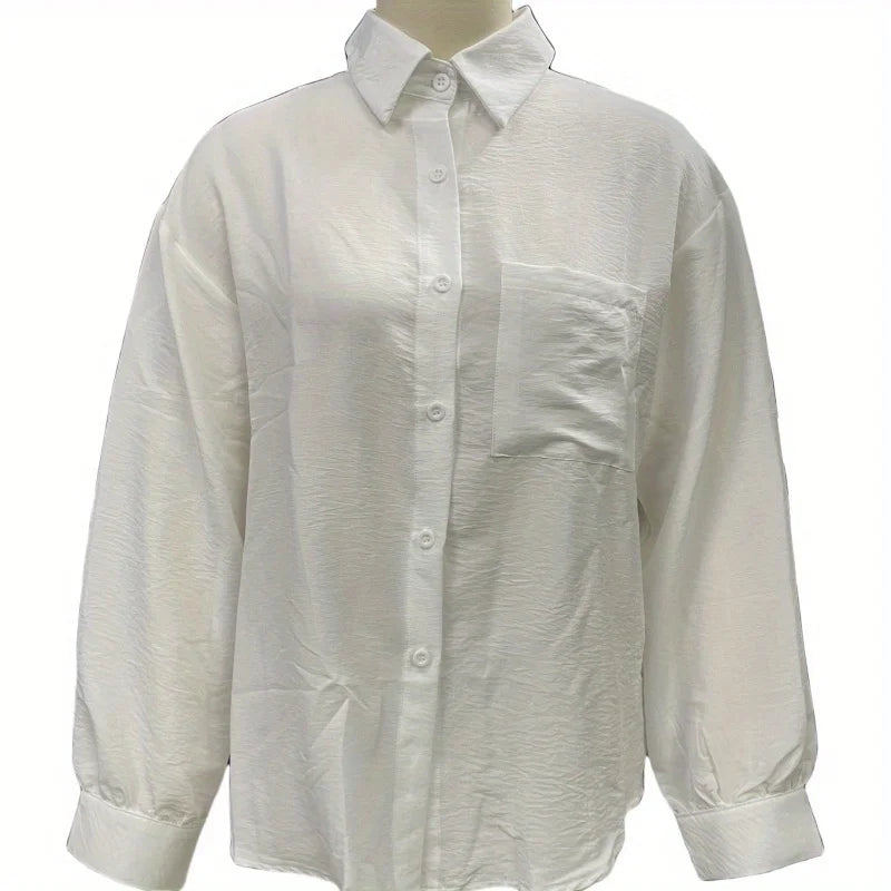 Women's New Lazy Vibe Shirt | Lapel, Single Pocket, Oversize, Lightweight Breathable, Casual Daily Wear