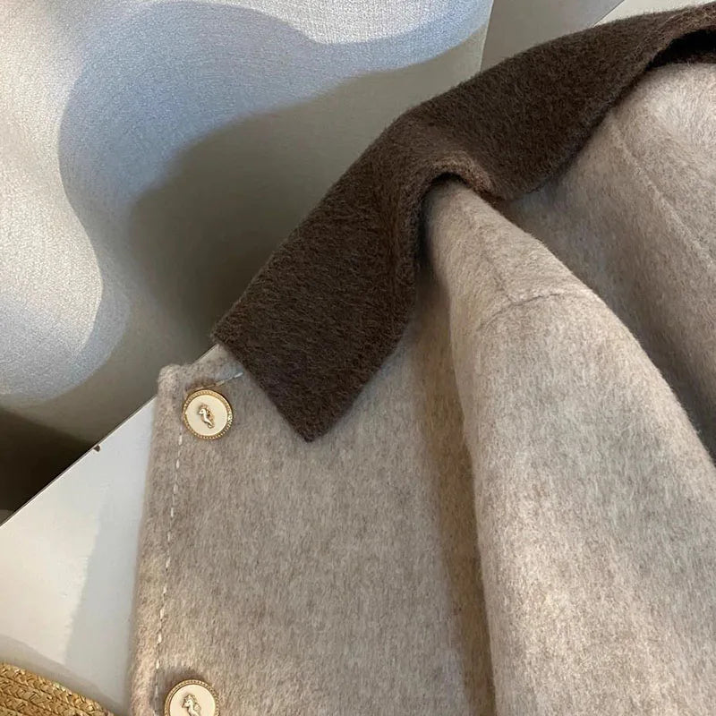 Korean Fashion Short Woolen Coat 2024 Women Autumn Winter Loose Outwear Women's Jacket Long Sleeve Tops Casual Jacket Female