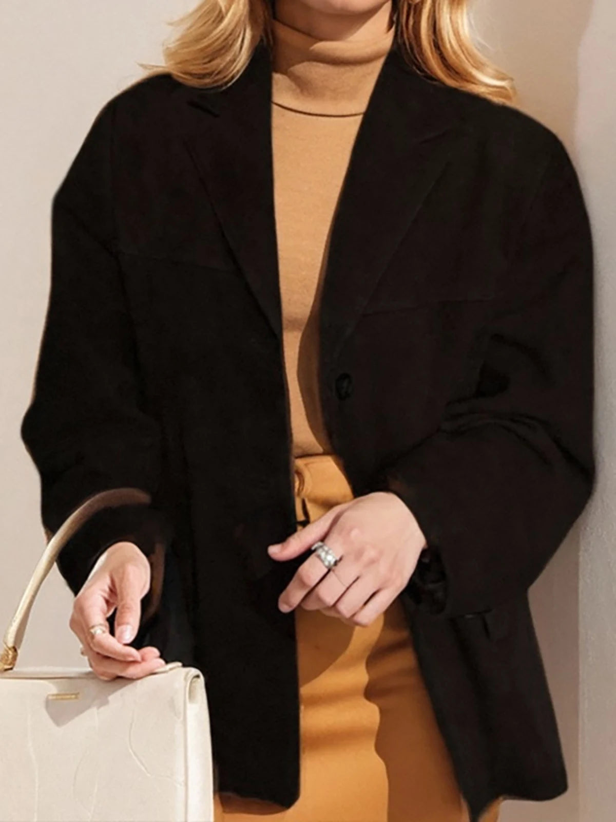 Elegant Temperament Women's Jacket Vintage Brown Single-Breasted Lapel Long Sleeve Coat High Street Chic Autumn Female Jackets