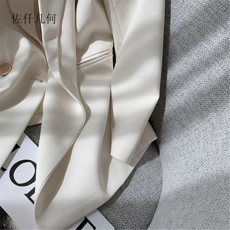 New Blazer Women 2025 Spring British Style Office Lady Solid White/Black Suit Jacket Designer Blazer Woman