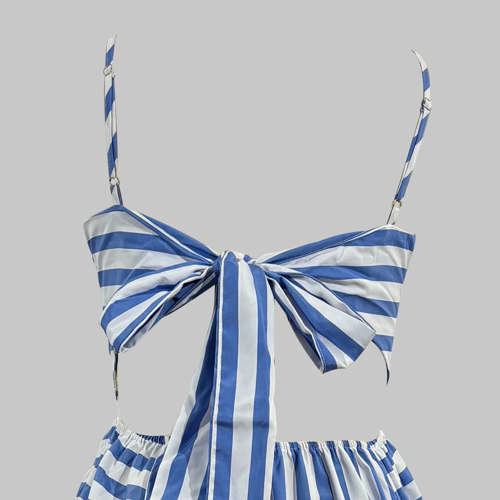 Women's Dresses 2025 Summer Fashion Casual Stripes Sleeveless V-Neck Midi Daily Shift Dresses For Women