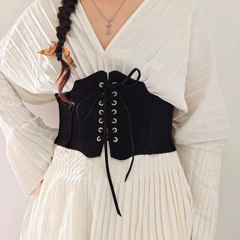 Boho Suede Pu Leather Corset Belt For Women Wrap Around Obi Style Cinch Waistband Black Cummerbund Brown Western Cowboy Belt