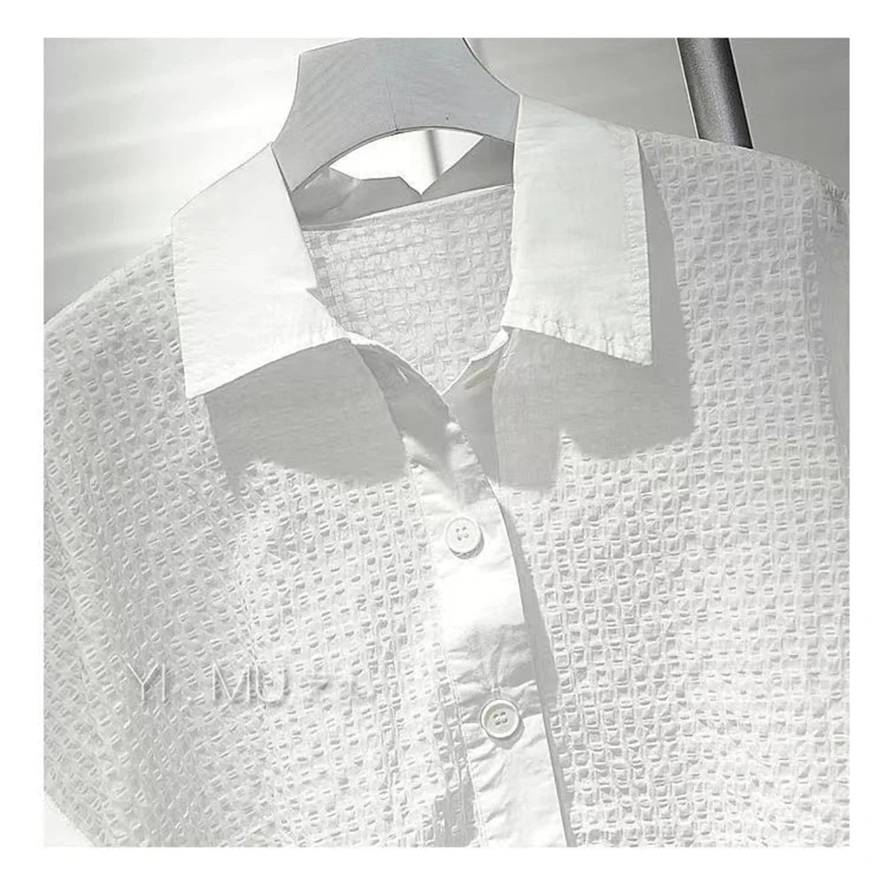 Woman Clothing T-shirts High-grade Short-sleeved Shirt Women's Summer Loose Slim Drawstring Shirt Design Sense Niche Short Top