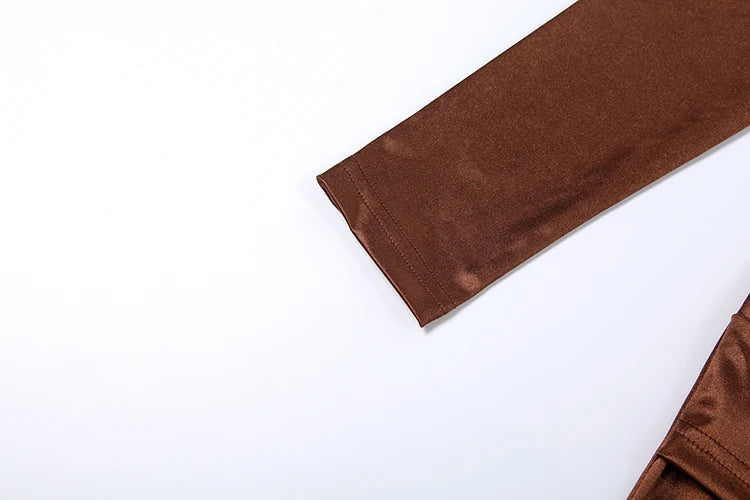 Sisterlinda Silky Satin Long Dress Woman Fashion Trend o-Neck Full Sleeve High Waist Robe Daily Casual Ruched Elegant Vestidos