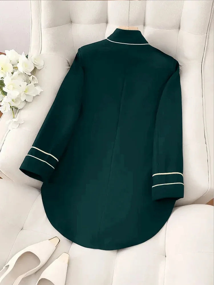 Elegant Tailed Blazers Coat For Women 2025 Tops Chic Stand Collar Long Sleeve Jacket Outerwear Office Lady Spring Autumn Fashion