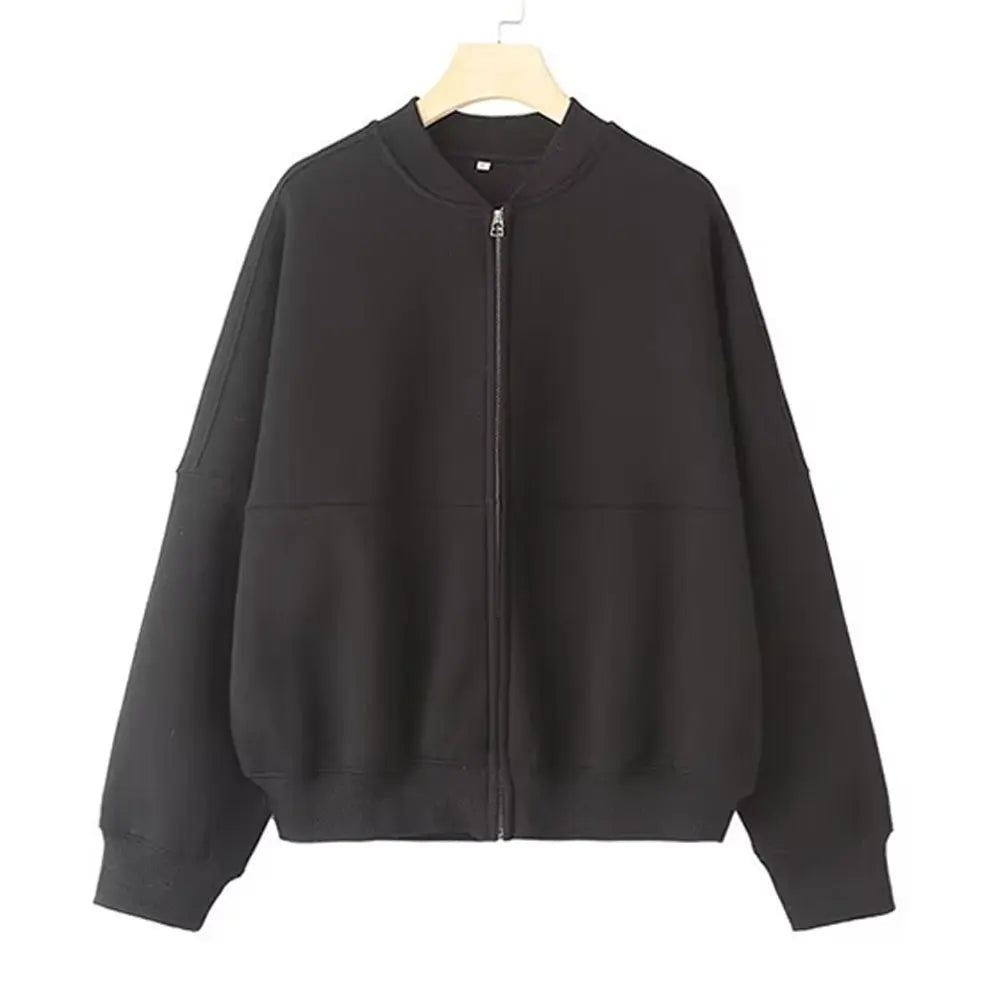 HH Bomber Jacket Pant Sets For Women Casual Long Sleeve Zipper Coat Vintage Solid Sweatshirt Outfits Autumn Woman Streetwear