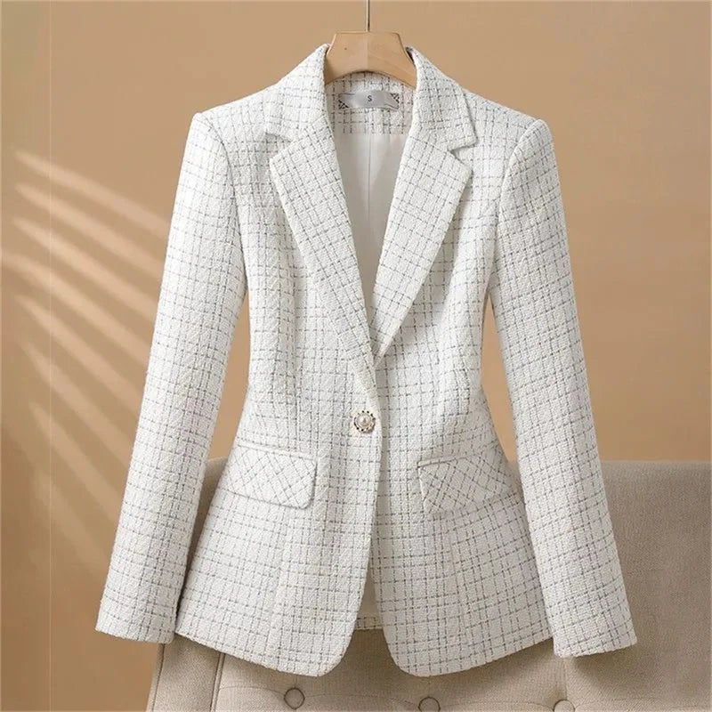 Women Blazer 2025 Formal Slim Blazers Lady Office Work Suit Pockets Jackets Coat Female Korea Casual Short Blazer Femme