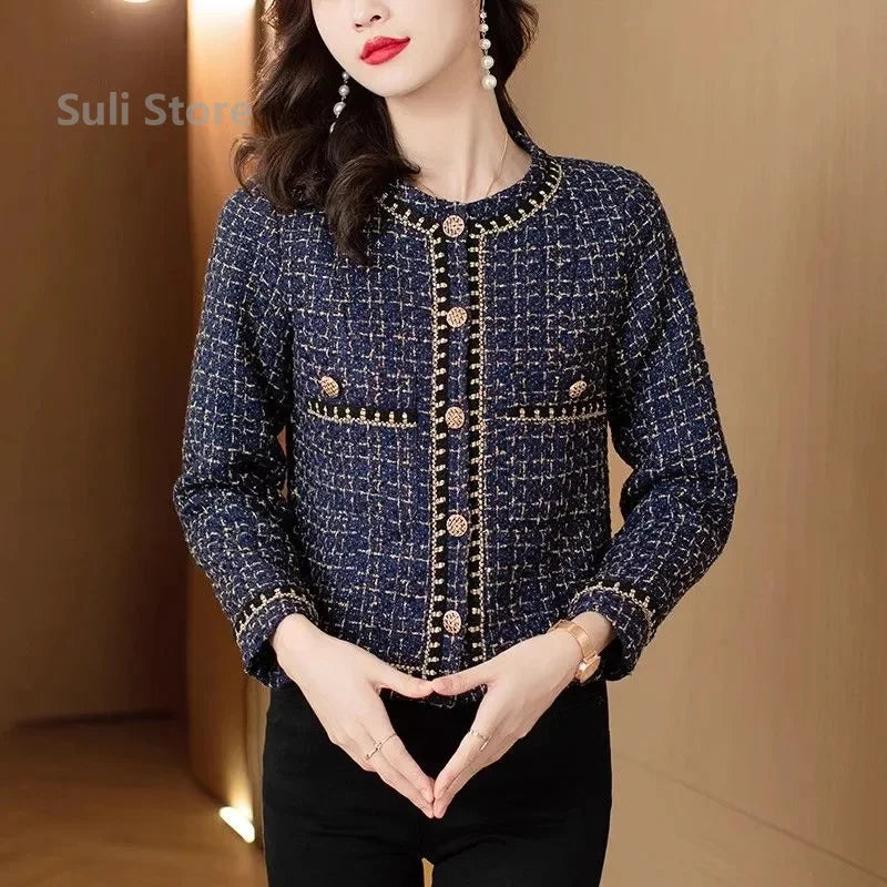Women, Fashionable Long Sleeved Small Fragrant Style Jacket 2025 Autumn Winter Female New Niche Lace Top, Slimming Short Jacket