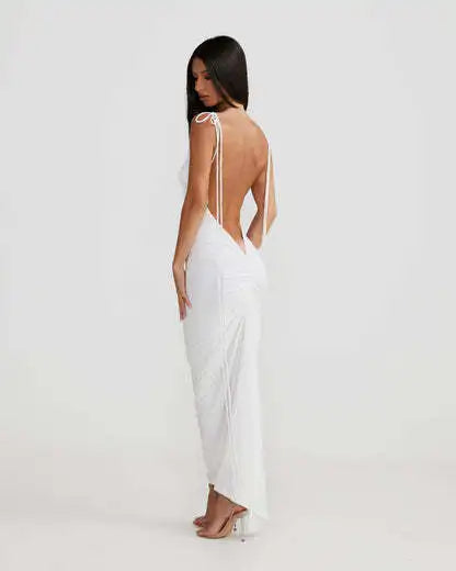 Women Sexy Solid Bodycon Maxi Dress Summer New Sleeveless Backless Slim Long Dresses Ladies Elegant Birthday Party Club Vestidos