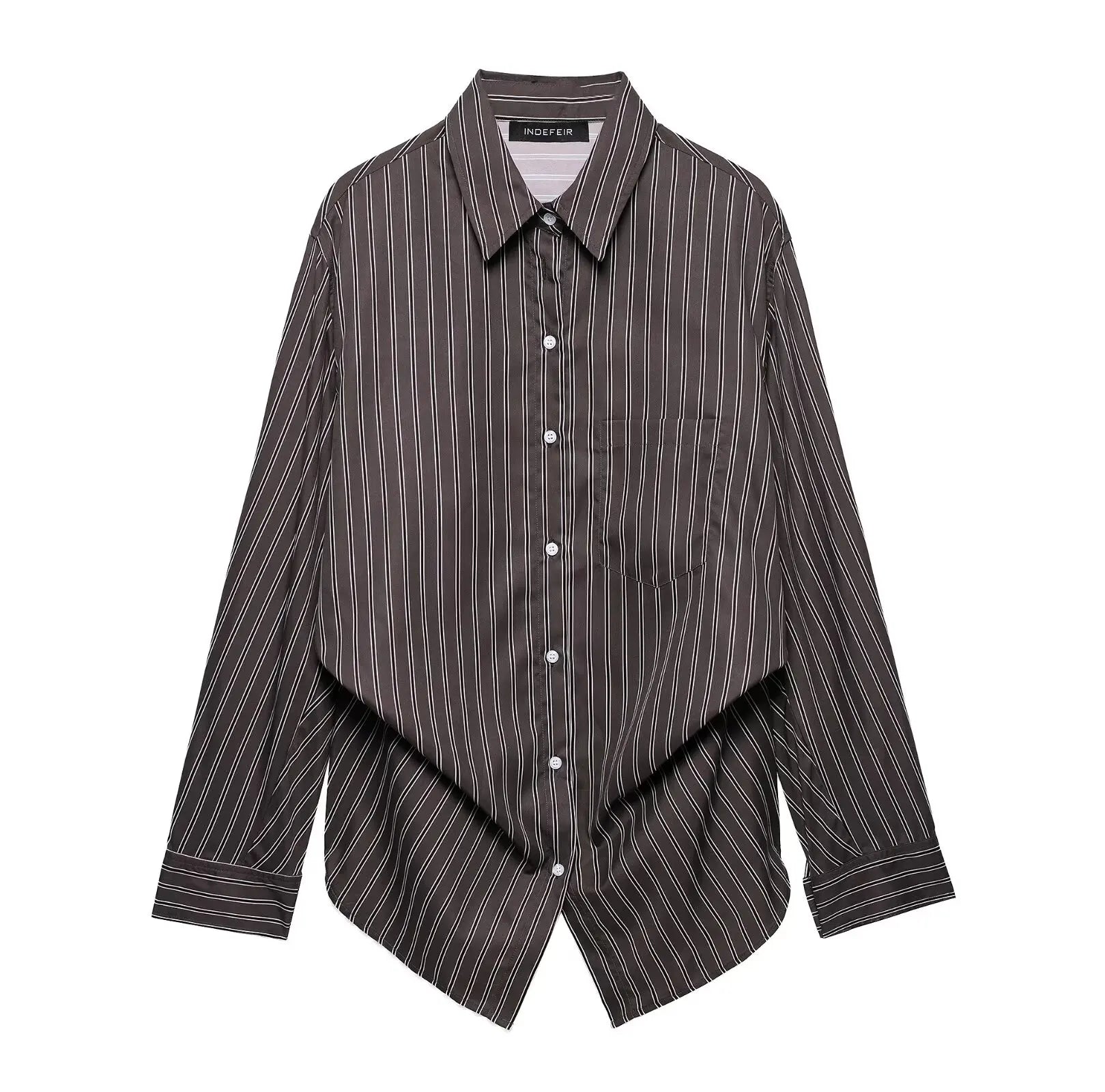HH Women Fashion Versatile Striped Long-sleeved 8-Color Shirt Female New Splicing Loose Lapel Single-breasted Casual Shirts