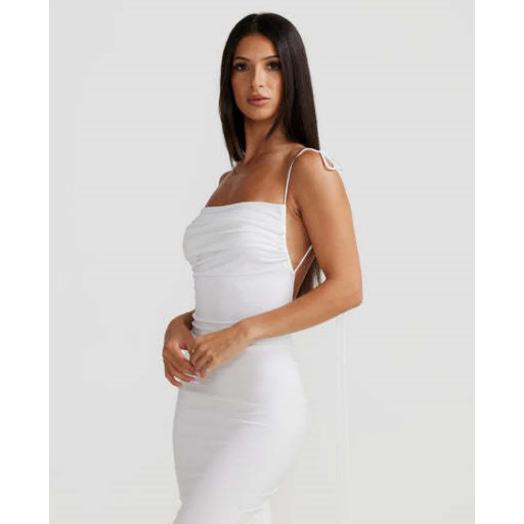 Women Sexy Solid Bodycon Maxi Dress Summer New Sleeveless Backless Slim Long Dresses Ladies Elegant Birthday Party Club Vestidos