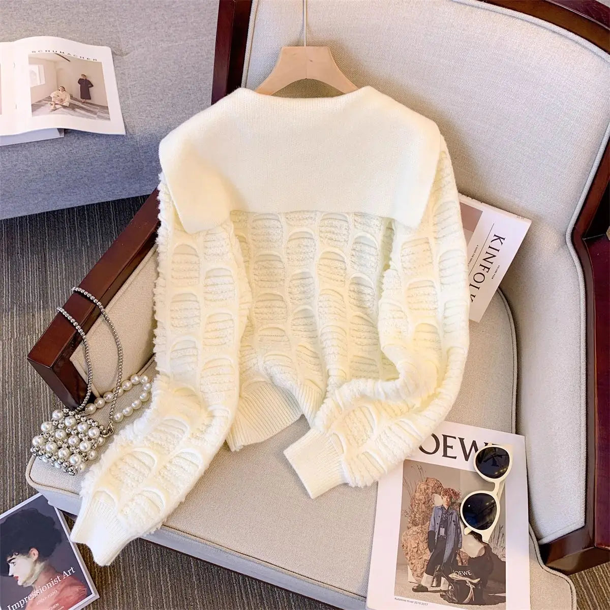 Fashion Knitted Sweater 2025 Autumn New Women's Korean Version Solid Color Pullover Loose Base Shirt