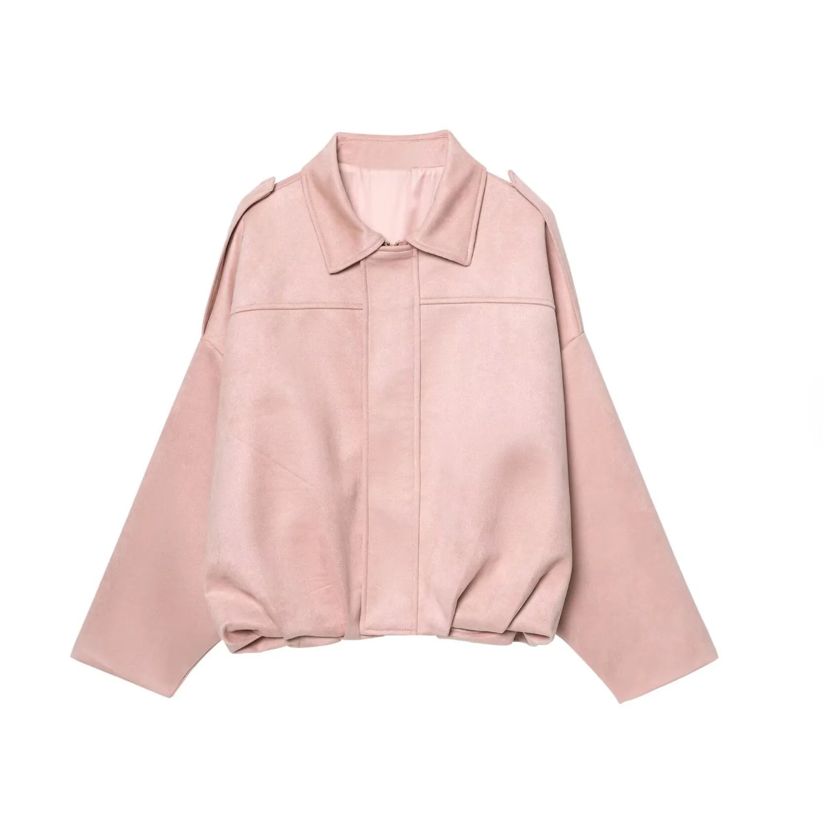 Women's Bomber Jacket Lapel Long Sleeve Zipper Suede Jacket Women 2025 High Street Cropped Racing Jackets Coats Outerwears