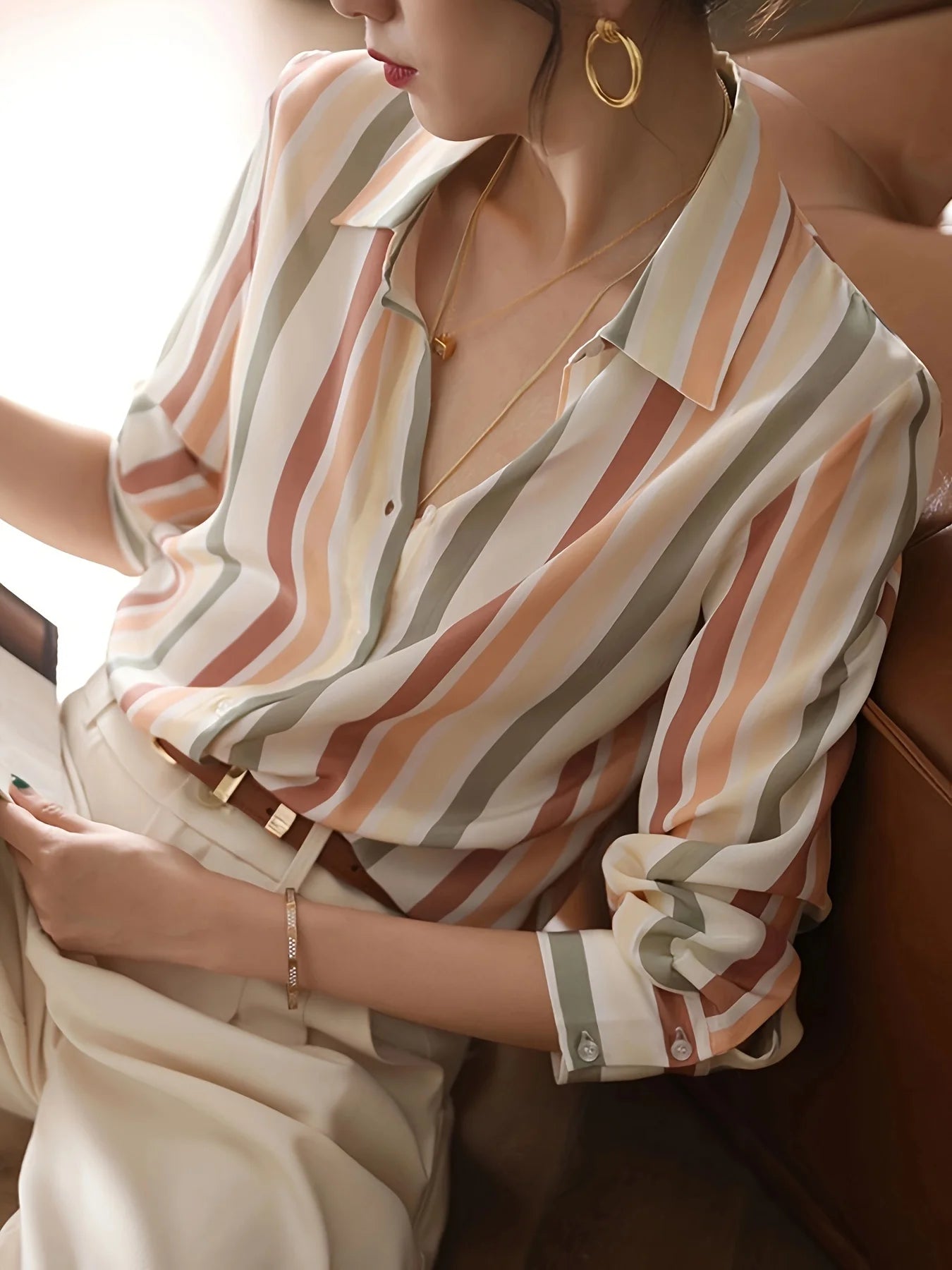 New Arrival Women Blusa Mujer for Spring Autumn Fashion Trendy Print Ladies' Button-Down Shirt for Work and Casual