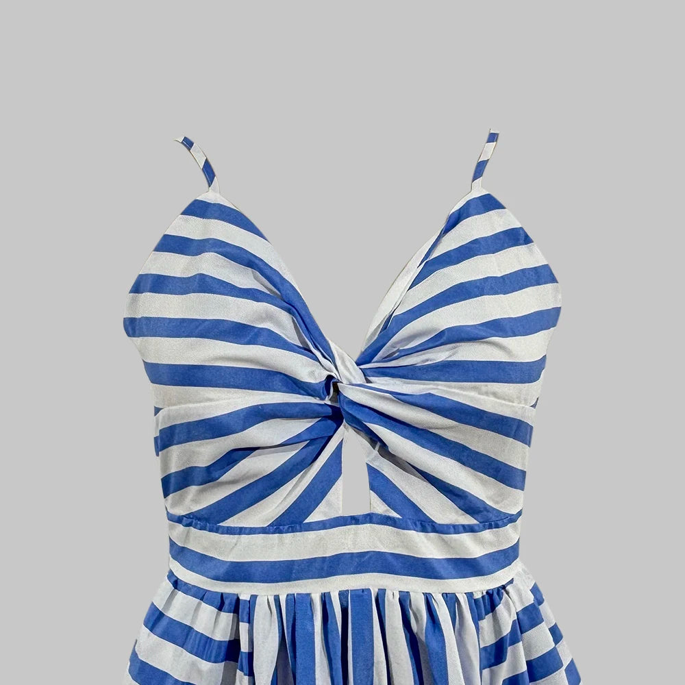 Women's Dresses 2025 Summer Fashion Casual Stripes Sleeveless V-Neck Midi Daily Shift Dresses For Women