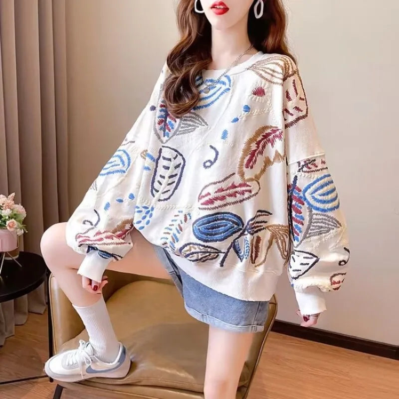 Baggy Women's Sweatshirts Essential Sport Basic Promotion High Quality Long Sleeve 2000s Loose With Orint On Female Pullover Top